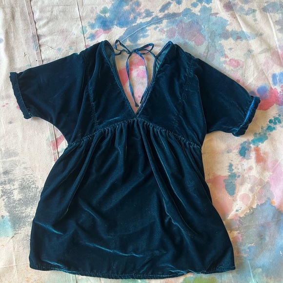 Free People Blue Velvet Party Dress - Picture 4 of 4